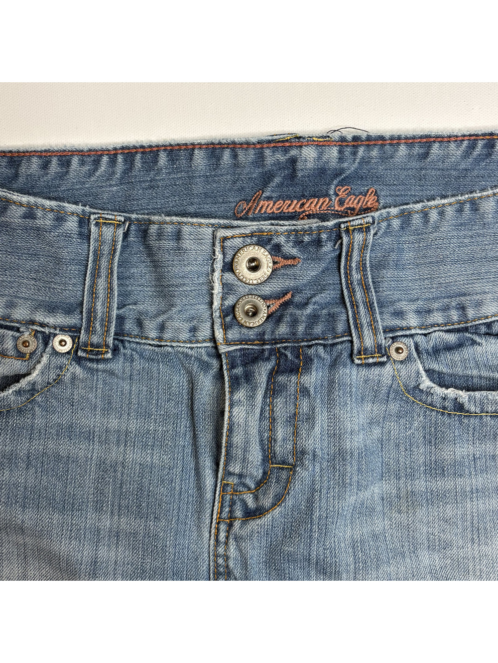 Vintage Y2K American Eagle Denim Mini Skirt Low Rise Size 4 - Picture 2 of 10
